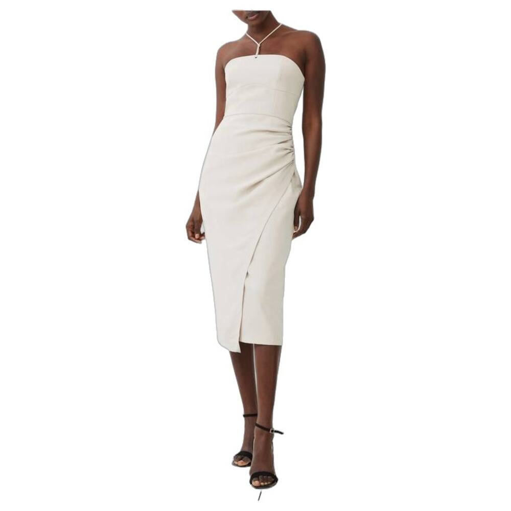 French Connection Echo Crepe Midi Halter Dress Silver Lining On Sale 70% off
